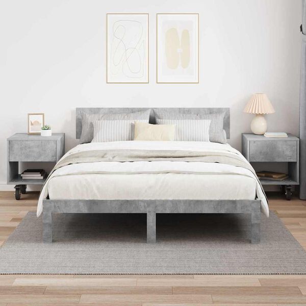vidaXL Comodino 2 pcs Grigio cemento 40,5 x 40 x 48 cm