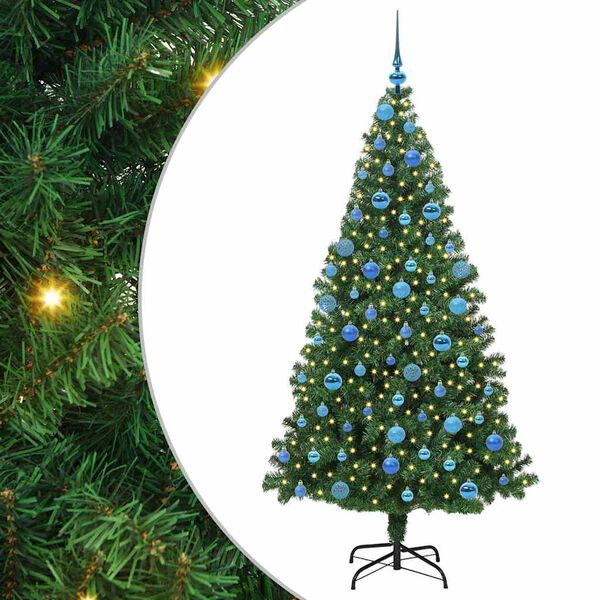 vidaXL Albero di Natale artificiale preilluminato rovesciato con set di palline