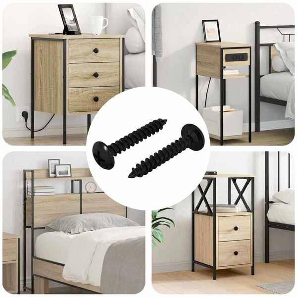 vidaXL Chiodo autofilettante 2 pcs Nero 4 x 25 mm Acciaio