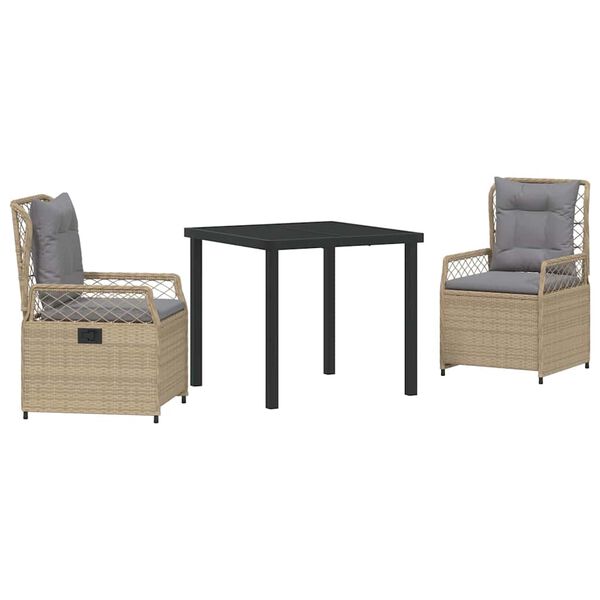 vidaXL Set da Pranzo per Giardino 3 pcs Beige e Grigio Chiaro