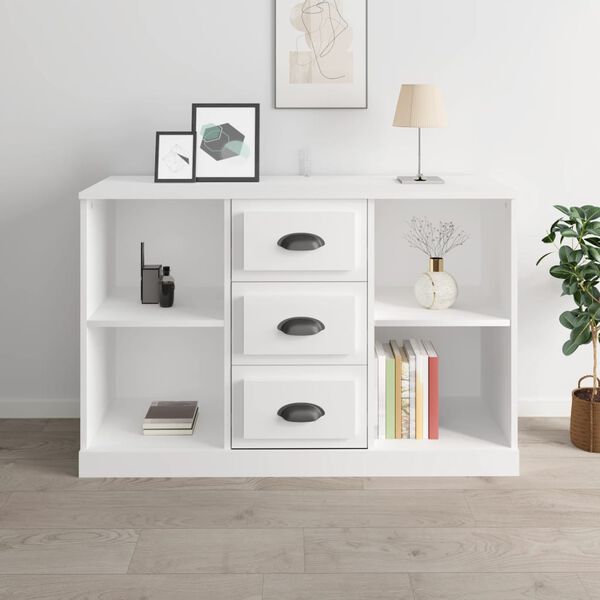 vidaXL Credenza Bianco Lucido 104,5x35,5x67,5 cm in Legno Multistrato