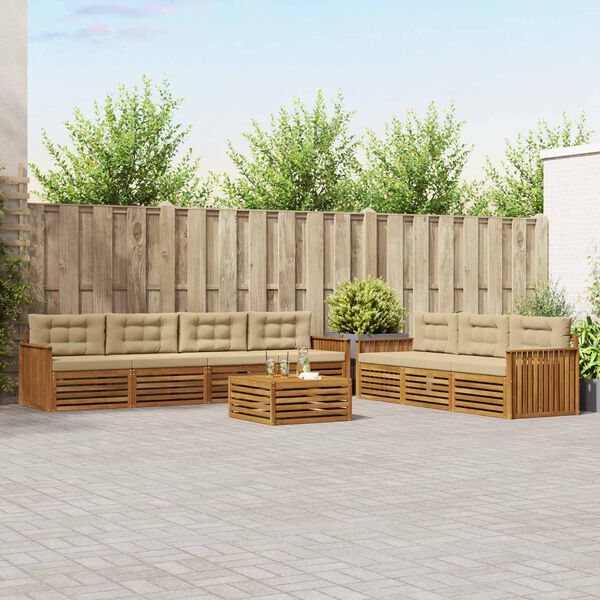vidaXL Set di divani da esterno con cuscino 8 pcs Naturale e Beige
