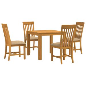 vidaXL Set da pranzo 5 pz Beige Legno di Quercia Massello