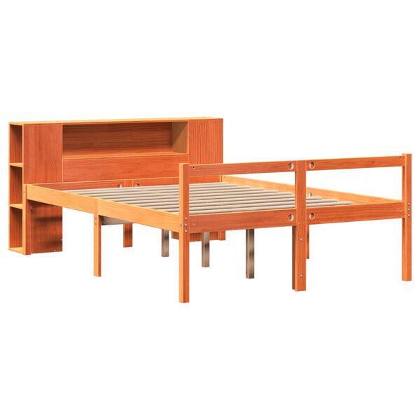 vidaXL Letto Libreria senza Materasso Marrone Cera 150x200 cm Legno