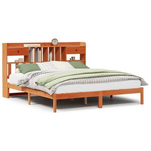 vidaXL Letto Libreria senza Materasso Marrone Cera 200x200 cm in Pino