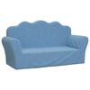 vidaXL Divano per Bambini a 2 Posti Blu in Morbido Peluche
