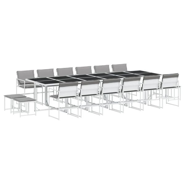 vidaXL Set da Pranzo da Giardino 17 pz con Cuscini Bianco in Textilene