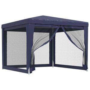 vidaXL Tenda per Feste con 4 Pareti Laterali in Rete Blu 3x3 m HDPE