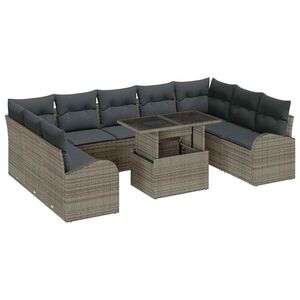 vidaXL Set Divano da Giardino con cuscino 10 pcs Grigio polyrattan
