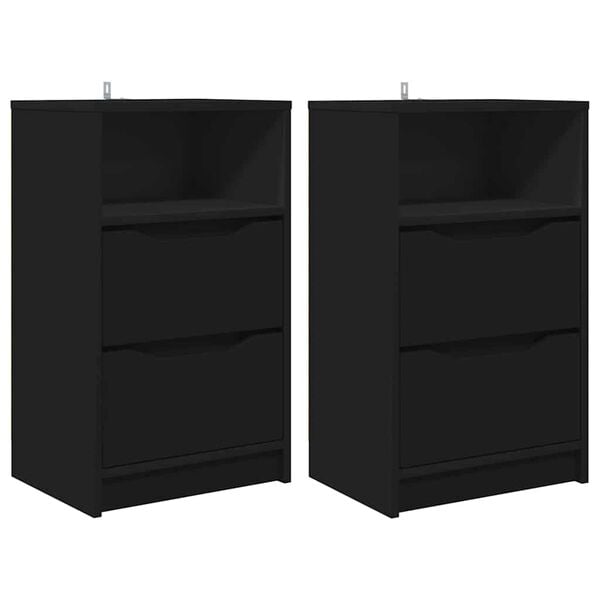 vidaXL Comodini 2 pcs Nero 40 x 30 x 467 cm Legno multistrato