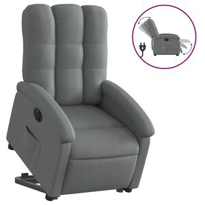 vidaXL Poltrona Alzapersona Reclinabile Elettrica Grigio Scuro Tessuto