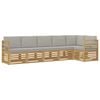 vidaXL Set di divani da esterno 6 pz Bianco e Grigio Chiaro Poliestere