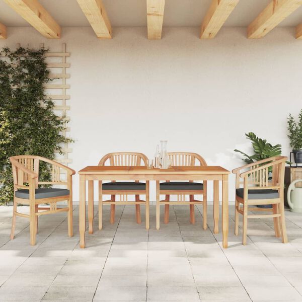 vidaXL Set da Pranzo per Giardino 5 pz in Legno Massello di Teak