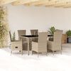 vidaXL Set da Pranzo da Giardino 7 pz con Cuscini Beige in Polyrattan