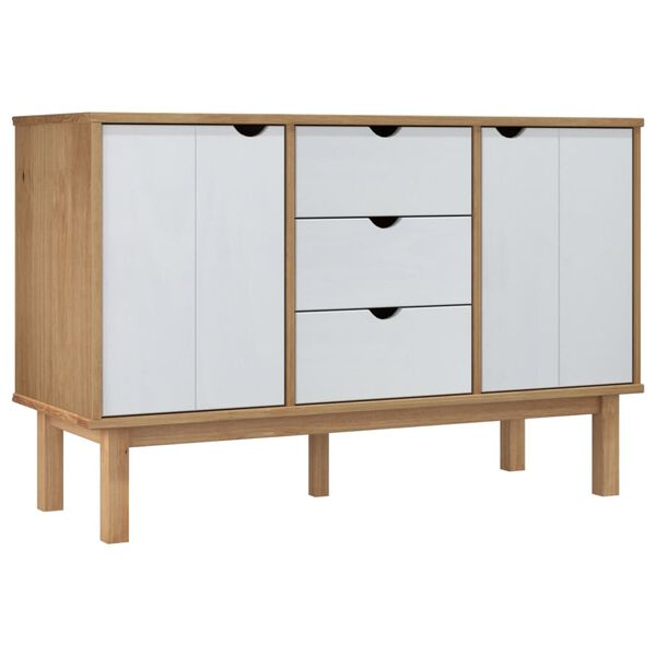 vidaXL Credenza OTTA Marrone e Bianco 113,5x43x73 cm in Legno di Pino