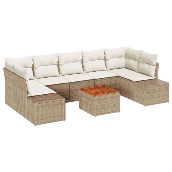 vidaXL Set Divano da Giardino con cuscino 8 pcs Beige polyrattan