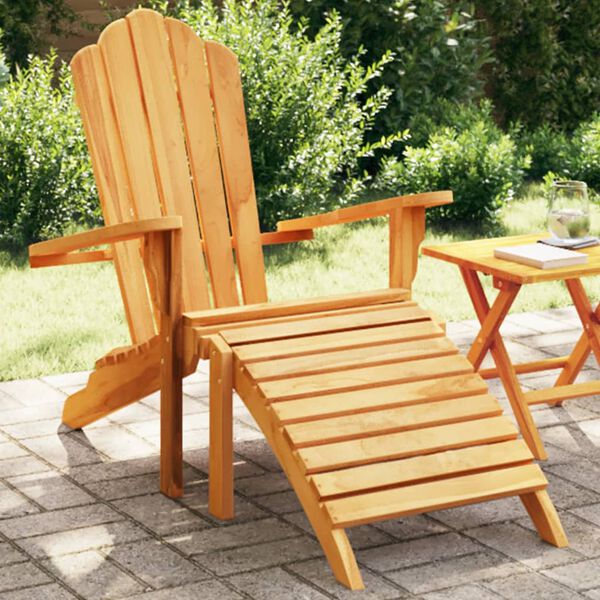vidaXL Sedia Giardino Adirondack con Poggiapiedi Legno Massello Teak