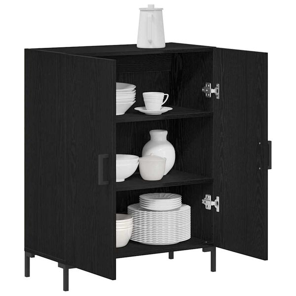 vidaXL Credenza Rovere Nero 69,5 x 34 x 90 cm Legno multistrato