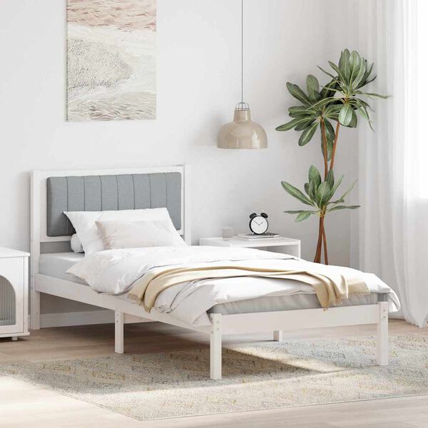 vidaXL Letto con Testiera Rivestita Grigio chiaro 90 x 200 cm