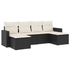 vidaXL Set Divano da Giardino 6 pz con Cuscini Nero in Polyrattan