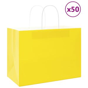 vidaXL Sacchetti di Carta 50 pz con Manici Gialli 32x17x25 cm