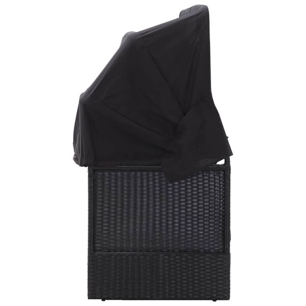 vidaXL Divano Letto da Esterno con Baldacchino in Polyrattan Nero