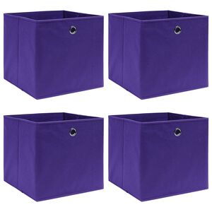 vidaXL Scatole Portaoggetti 4pz Viola 32x32x32 cm Tessuto