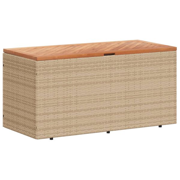 vidaXL Contenitore da Giardino Beige 110x50x54 cm Polyrattan e Acacia