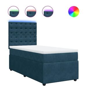 vidaXL Giroletto a Molle con Materasso Blu 80x200 cm in Velluto