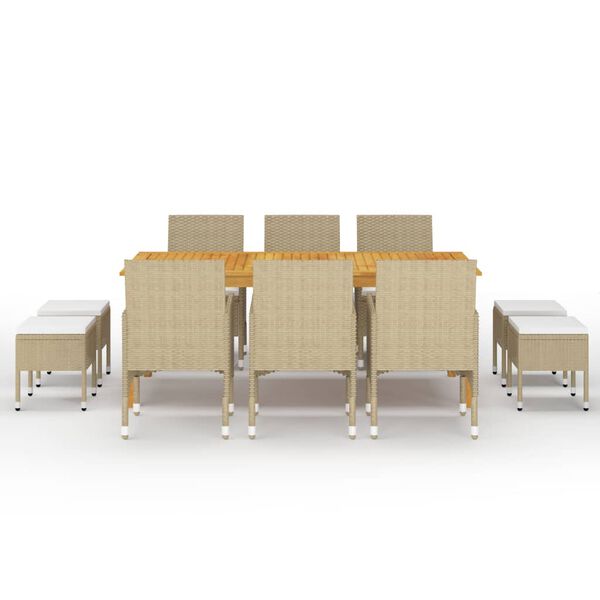 vidaXL Set Mobili da Pranzo per Giardino 11 pz Beige