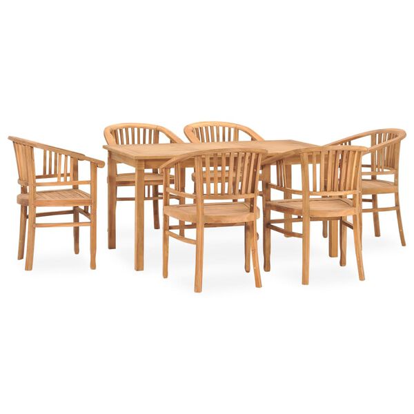 vidaXL Set da Pranzo da Giardino 7 pz in Legno Massello di Teak