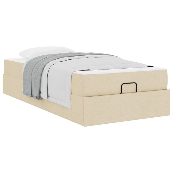 vidaXL Struttura letto con materasso con materasso 2 pcs Crema Tessuto
