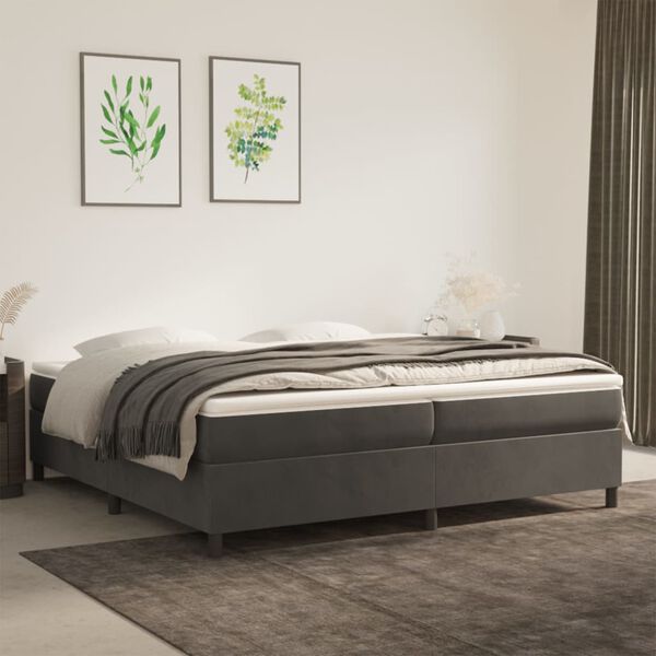 vidaXL Struttura Letto a Rete a Molle Grigio Scuro 200x200 cm Velluto
