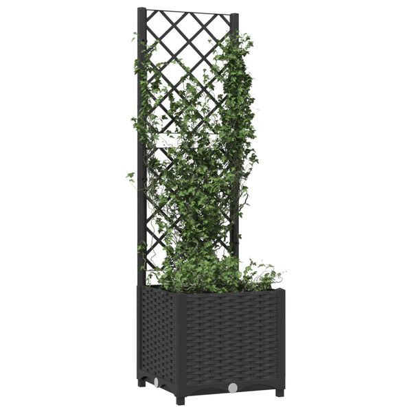 vidaXL Fioriera da giardino con traliccio nera 40x40x136 cm PP