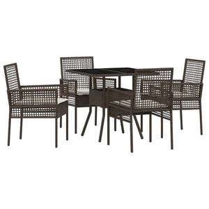 vidaXL Set da Pranzo per Giardino 5 pcs Marrone polyrattan