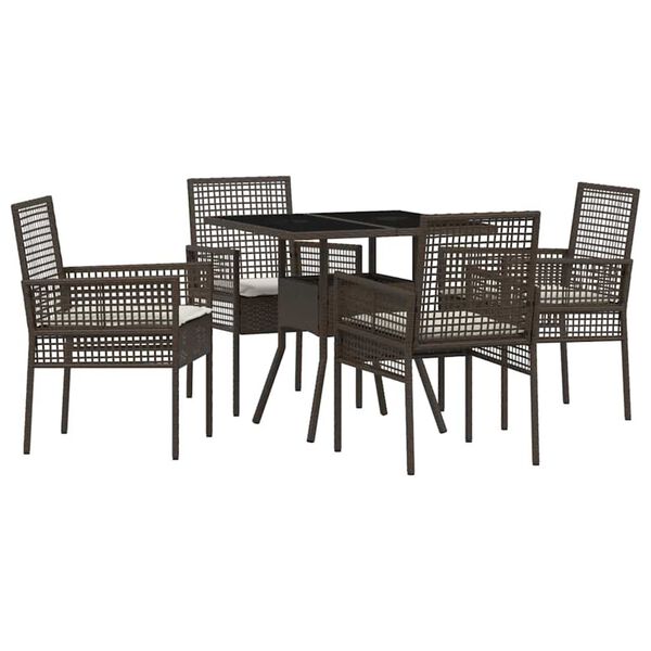 vidaXL Set da Pranzo per Giardino 5 pcs Marrone polyrattan