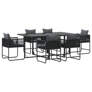 vidaXL Set da Pranzo per Giardino 7 pcs Nero Acciaio