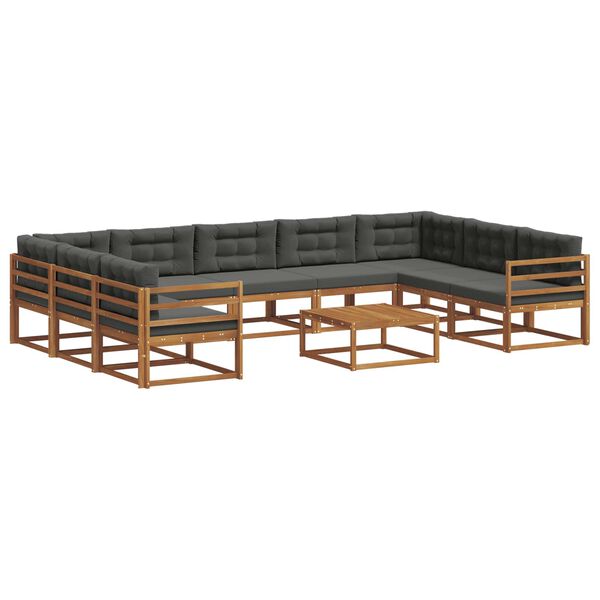 vidaXL Set di divani da esterno 10 pcs Naturale e Antracite