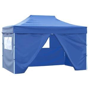 vidaXL Gazebo Professionale Pieghevole con 4 Pareti 3x4 m Acciaio Blu