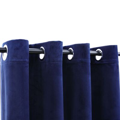 vidaXL Tenda Oscurante Anelli in Metallo Velluto Blu Scuro 290x245 cm