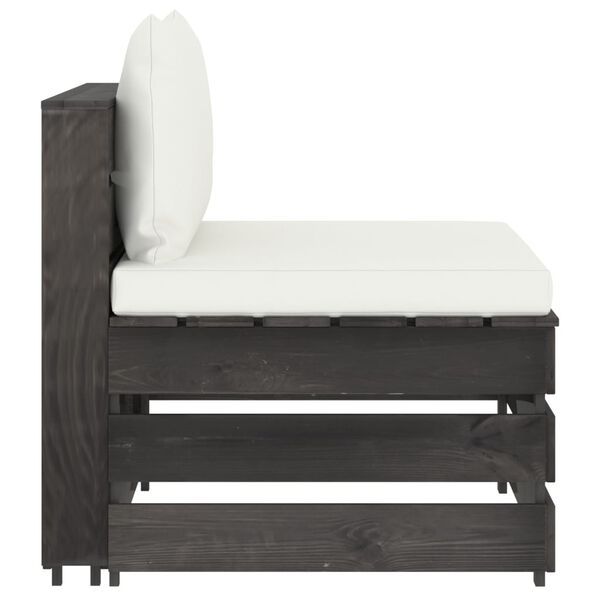 vidaXL Divano Centrale Modulare con Cuscini in Legno Impregnato Grigio