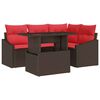 vidaXL Set Divano da Giardino 5 pz Marrone e Rosso polyrattan