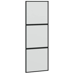 vidaXL Porta Scorrevole Nera 76x205 cm in Vetro Temperato e Alluminio