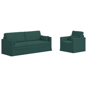 vidaXL Set di divani 2 pz Verde Scuro Tessuto