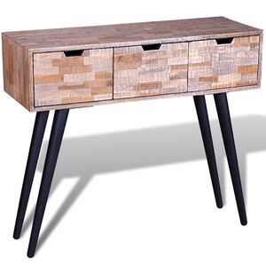 vidaXL Tavolo Consolle con 3 Cassetti in Legno di Recupero di Teak