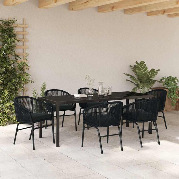 vidaXL Set da Pranzo per Giardino 7 pcs Nero