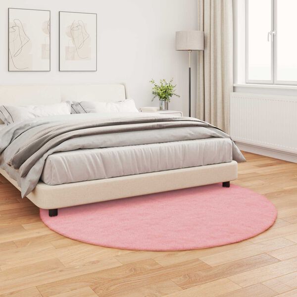 vidaXL Tappeto in Pelliccia Sintetica di Coniglio Olite Rosa &Oslash; 160 cm