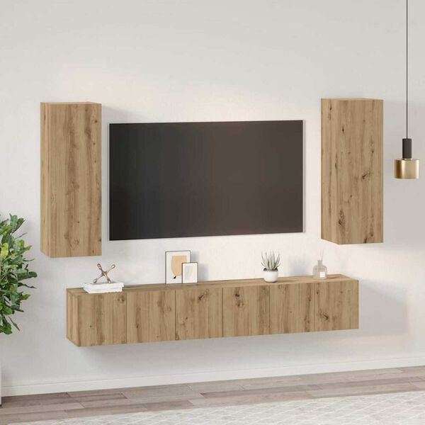 vidaXL Set mobile TV 5 pcs Rovere artigianale Legno multistrato