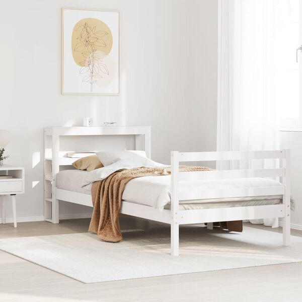 vidaXL Letto senza Materasso Bianco 75x190 in Legno Massello di Pino