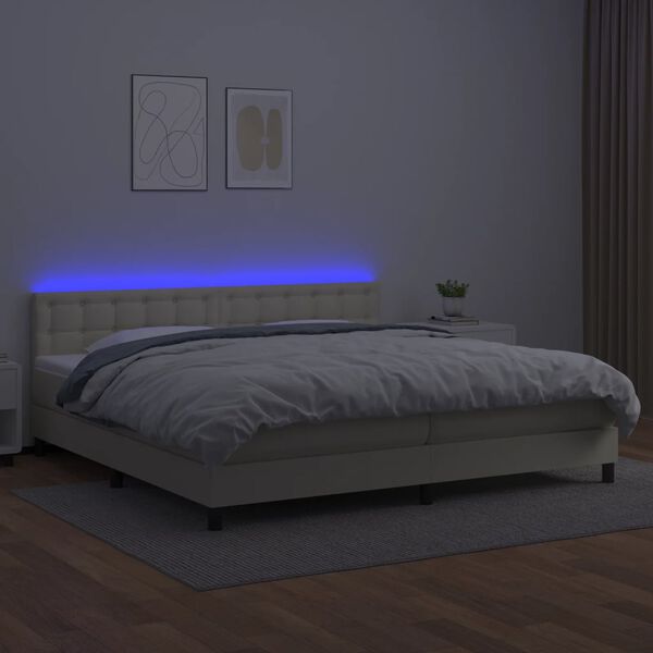 vidaXL Giroletto a Molle con Materasso e LED Crema 200x200 cm